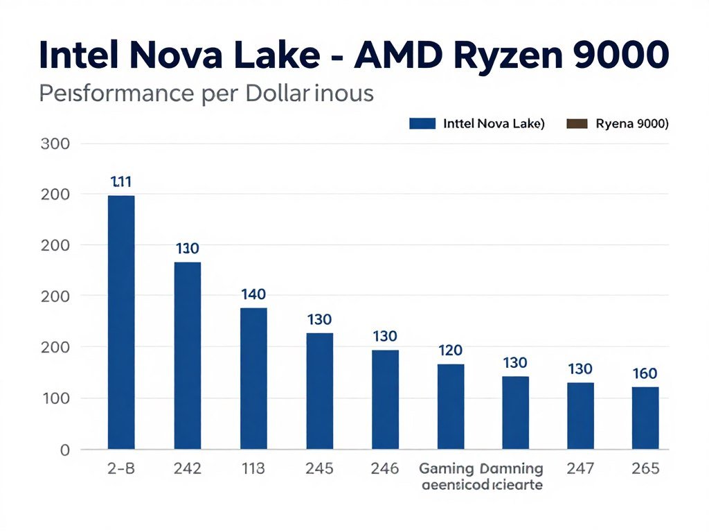 Performance per dollar graph comparing value across Intel and AMD processor tiers Performance per dollar graph comparing value across Intel and AMD processor tiers
