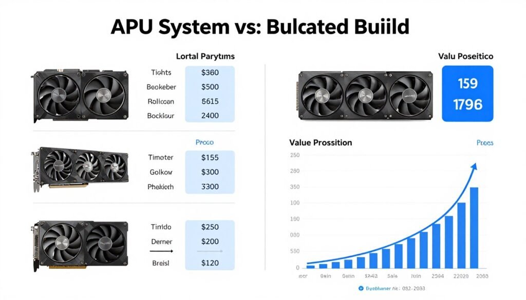 Price to performance comparison chart showing APU versus budget GPU options