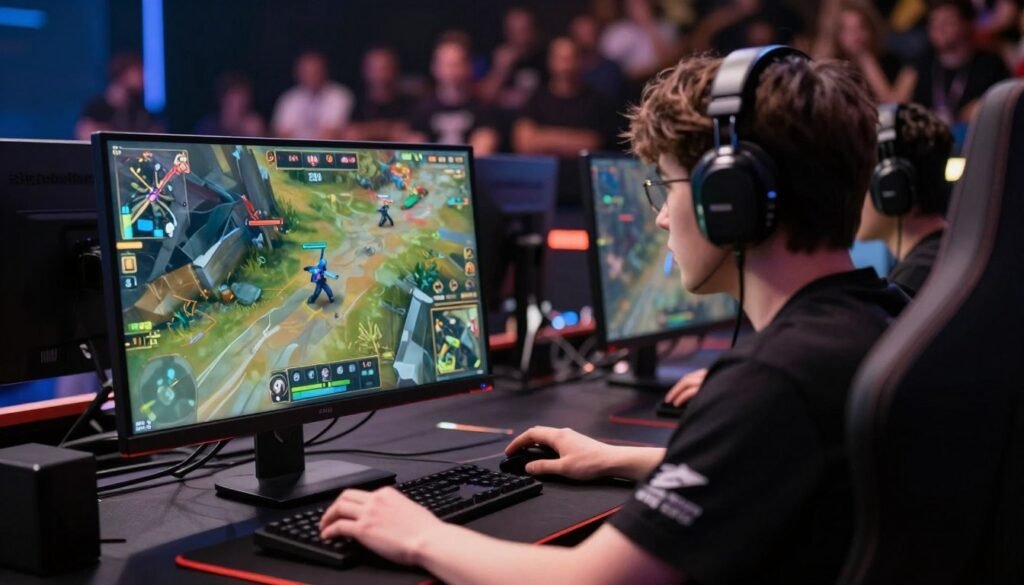 Professional esports player competing with optimized 500 FPS setup