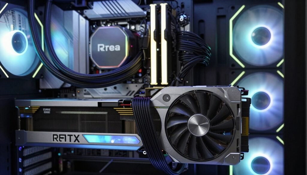 RTX 5090 installation in a high-end PC case