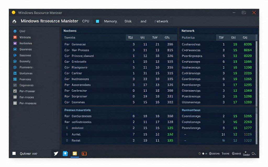 Resource Monitor showing detailed system activity