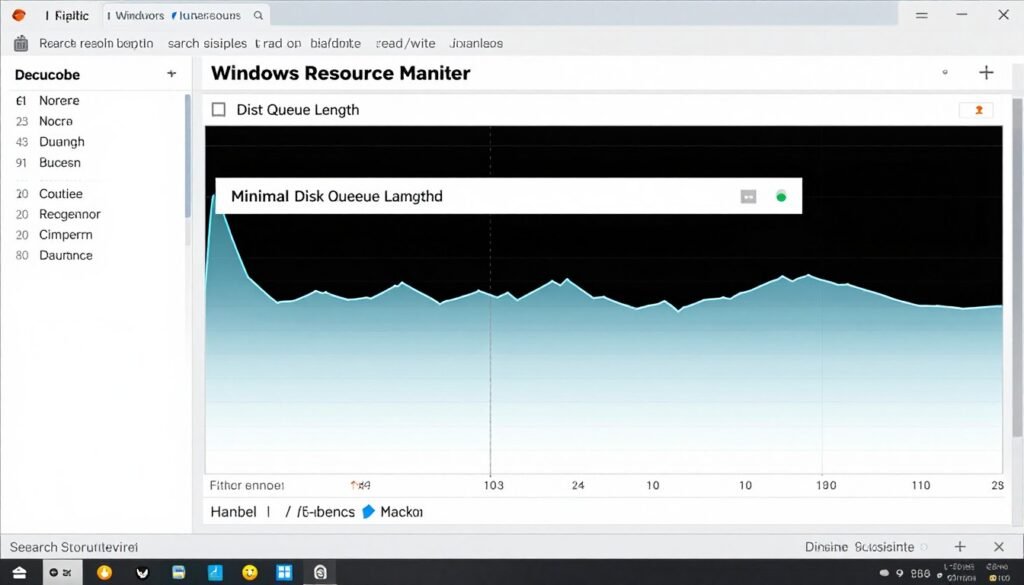 Resource Monitor showing reduced disk activity after disabling search