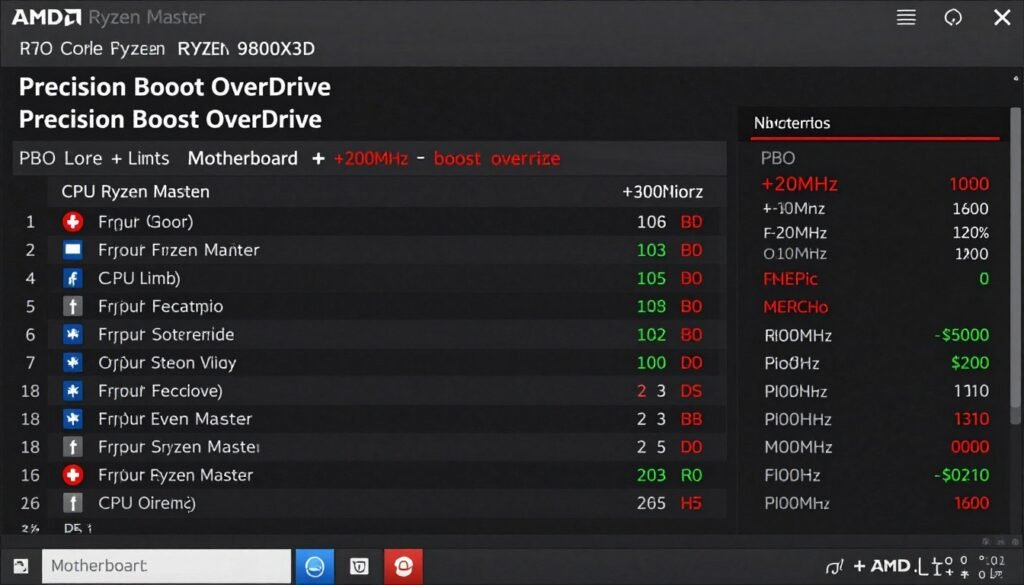 Screenshot of AMD Ryzen Master software showing PBO settings for the 9800X3D Screenshot of AMD Ryzen Master software showing PBO settings for the 9800X3D
