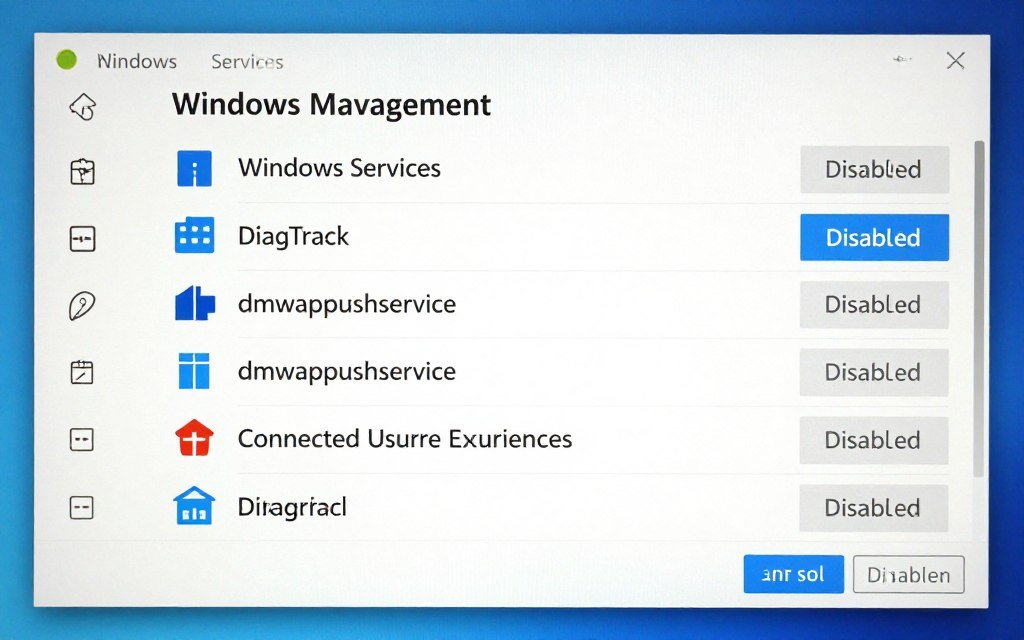 Services console showing telemetry and diagnostic services