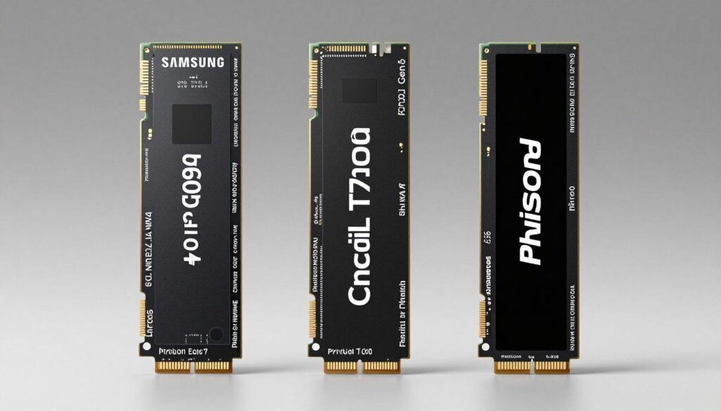 Side-by-side comparison of Gen 4, Gen 5, and Gen 6 NVMe drives