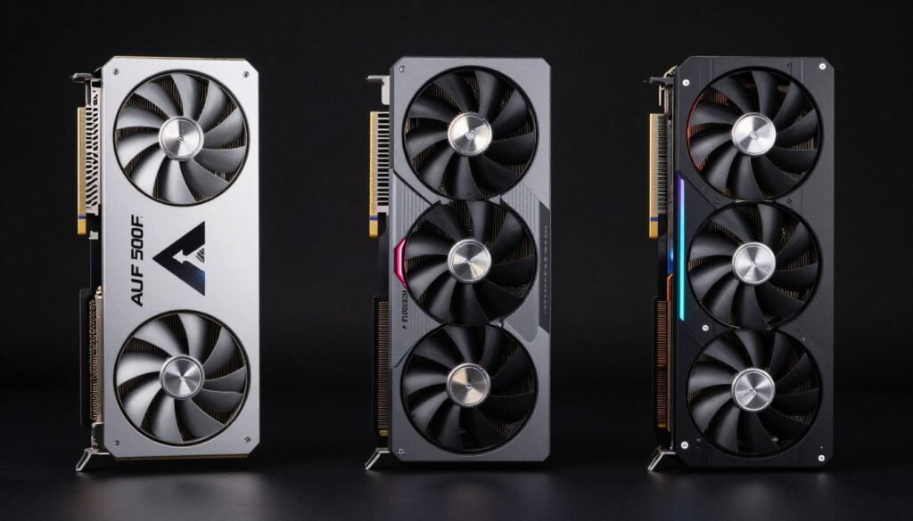 Side-by-side comparison of different RTX 5080 brand variants