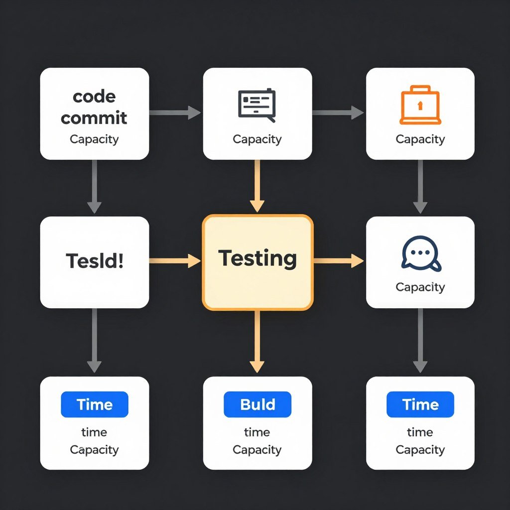 Software development pipeline showing testing bottleneck