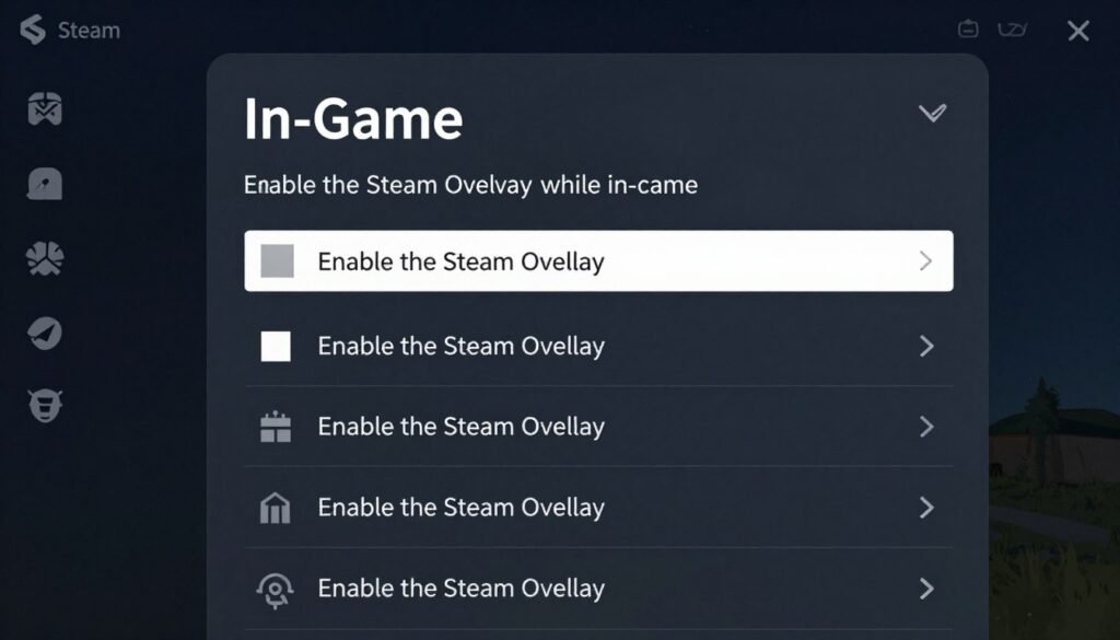 Steam overlay settings showing how to disable in-game overlay