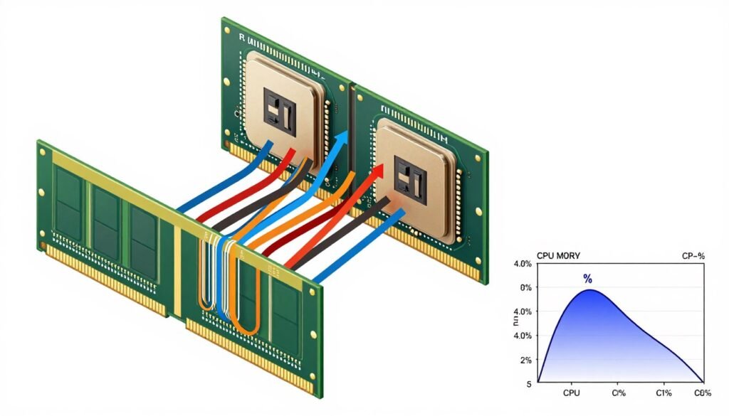 System performance bottleneck visualization showing memory bandwidth saturation