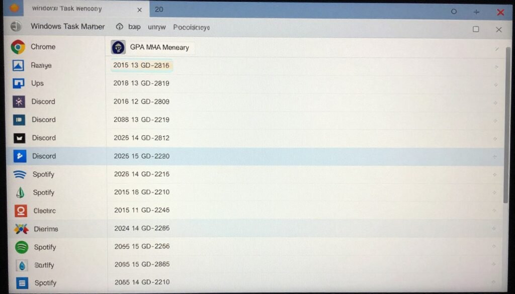 Task Manager showing VRAM usage by background applications