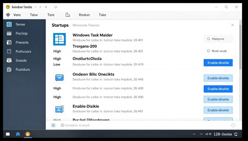 Task Manager startup tab showing impact ratings