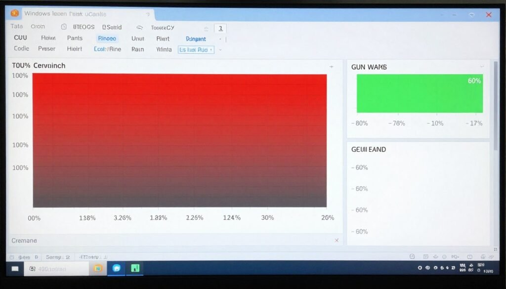 Task manager showing high CPU usage with low GPU usage indicating CPU bottleneck