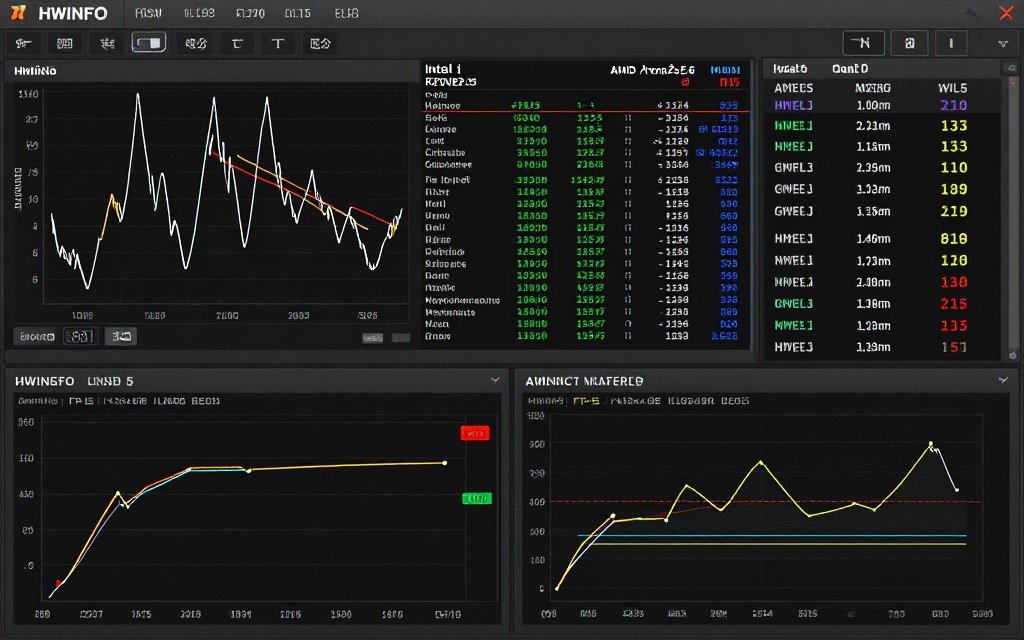 Temperature monitoring software showing CPU clock speeds and temperatures under gaming load for both processors