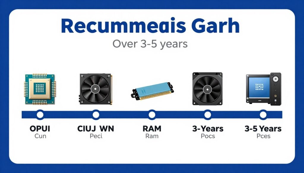 Timeline graphic showing PC component upgrade schedule
