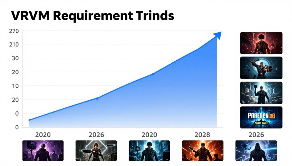 Timeline showing increasing VRAM requirements in games over years