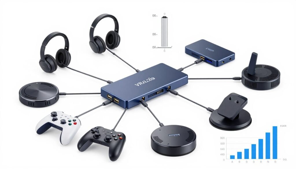 VR Performance USB bandwidth usage showing device connections and data rates