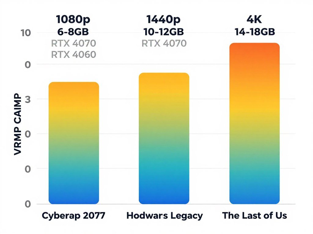 VRAM consumption comparison showing different resolution settings and memory usage VRAM consumption comparison showing different resolution settings and memory usage