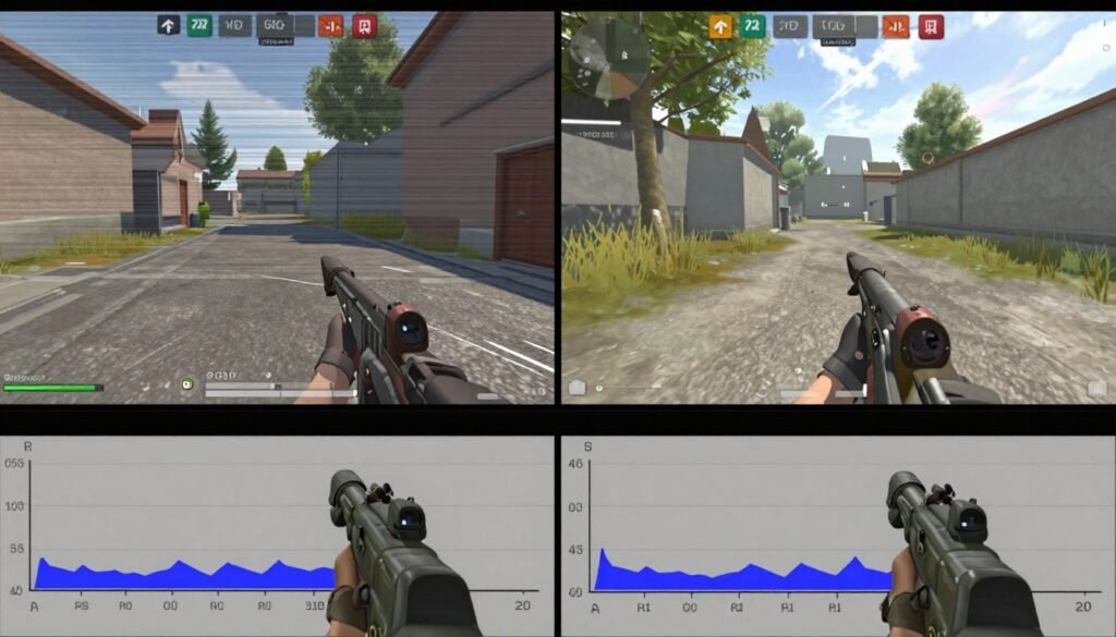 VSync comparison showing screen tearing vs smooth frame delivery with different settings