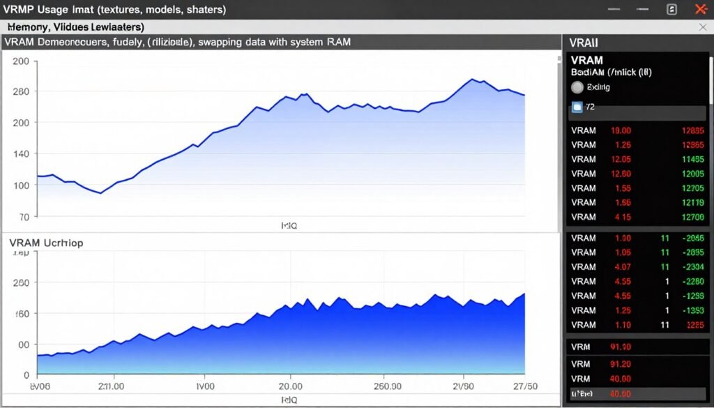 Visualization of VRAM usage showing memory allocation and bottleneck point Visualization of VRAM usage showing memory allocation and bottleneck point