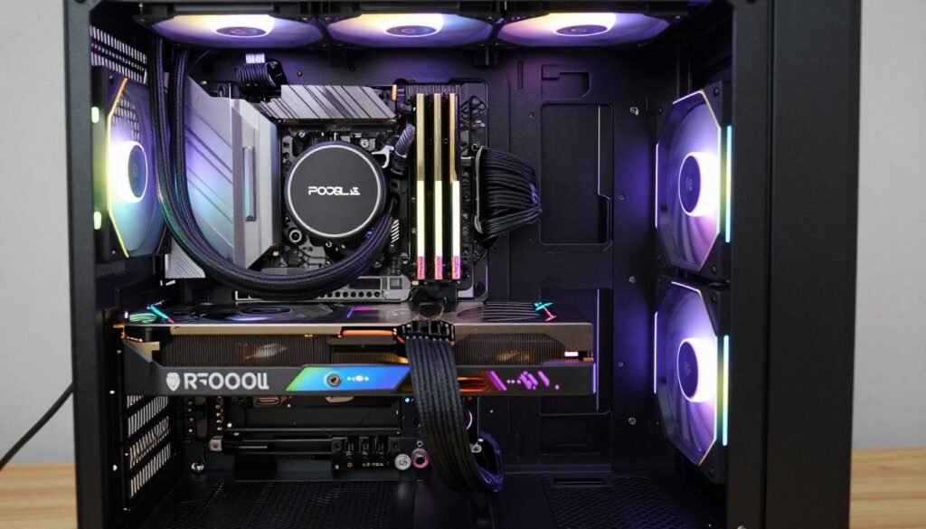 Well-balanced gaming PC with clean cable management and RGB lighting