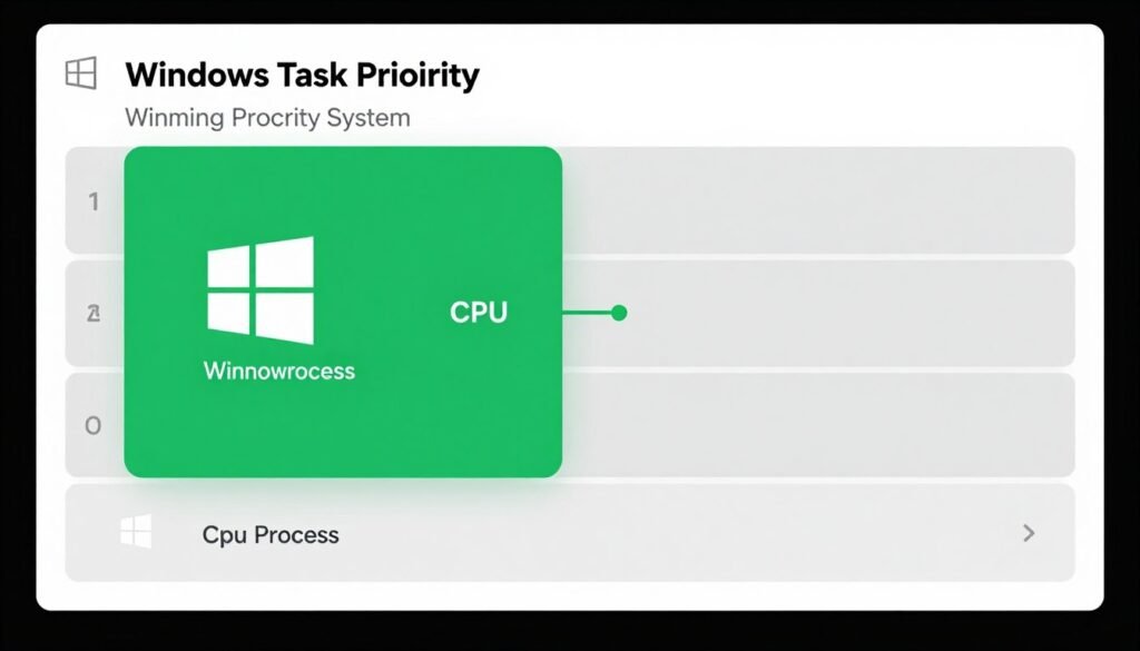 Windows Game Mode resource allocation diagram showing CPU priority management