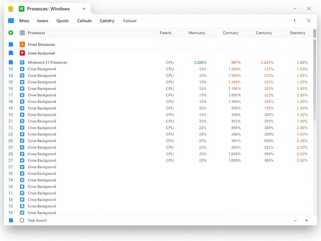 Windows Task Manager showing CPU usage by background processes