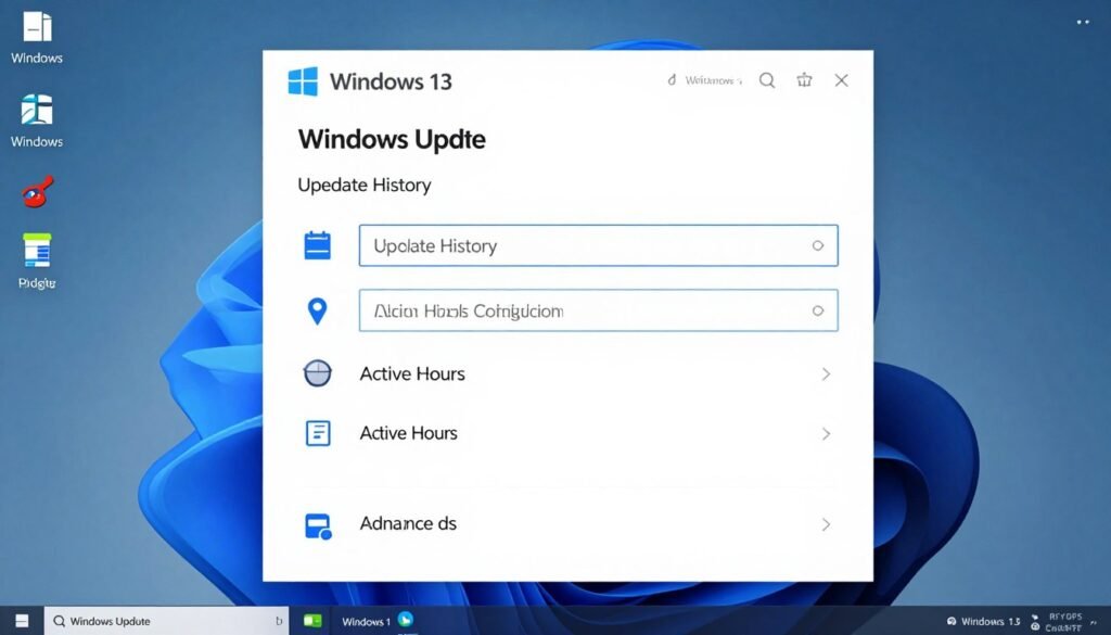 Windows Update settings showing active hours configuration