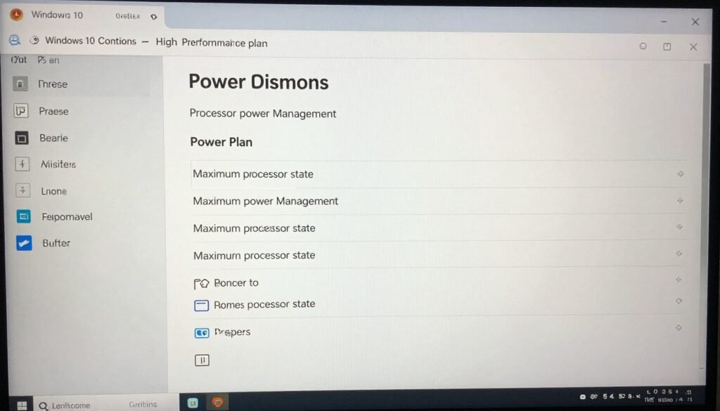 Windows power plan settings showing High Performance mode