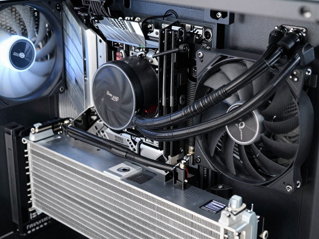 420mm AIO radiator installed in PC case showing cooling performance