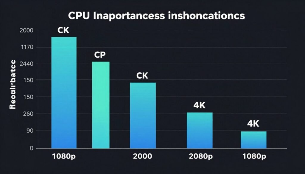 4K gaming performance chart showing minimal CPU impact compared to 1080p gaming