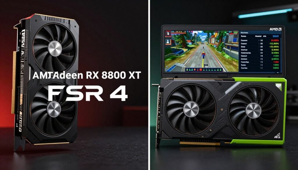 AMD FSR 4 frame generation performance comparison showing cross-platform GPU compatibility AMD FSR 4 frame generation performance comparison showing cross-platform GPU compatibility