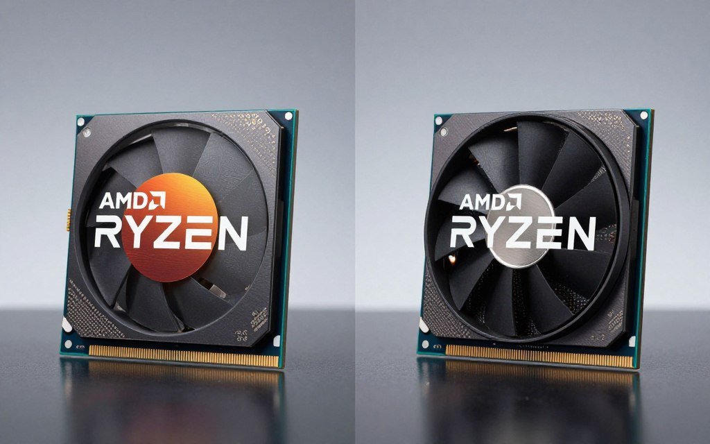 AMD Ryzen 7800X3D processor next to 9800X3D for size and design comparison