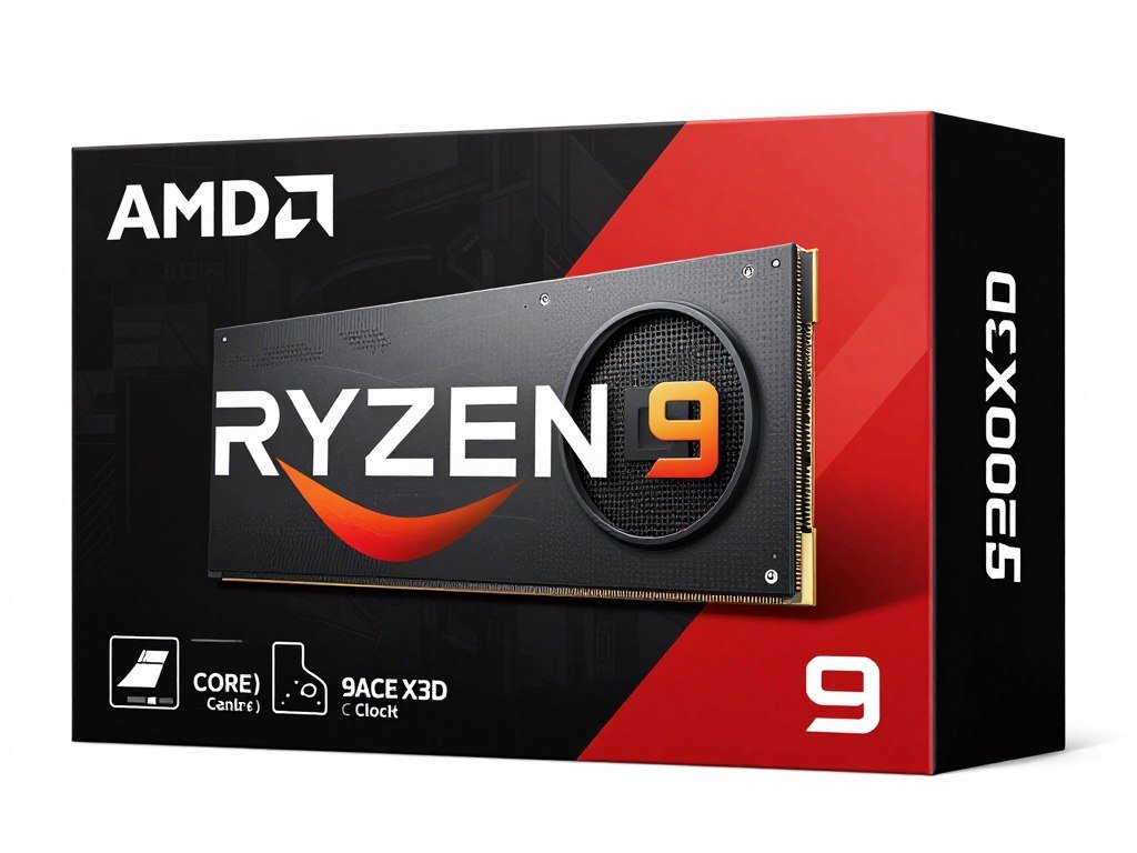 AMD Ryzen 9800X3D retail box with technical specifications highlighted