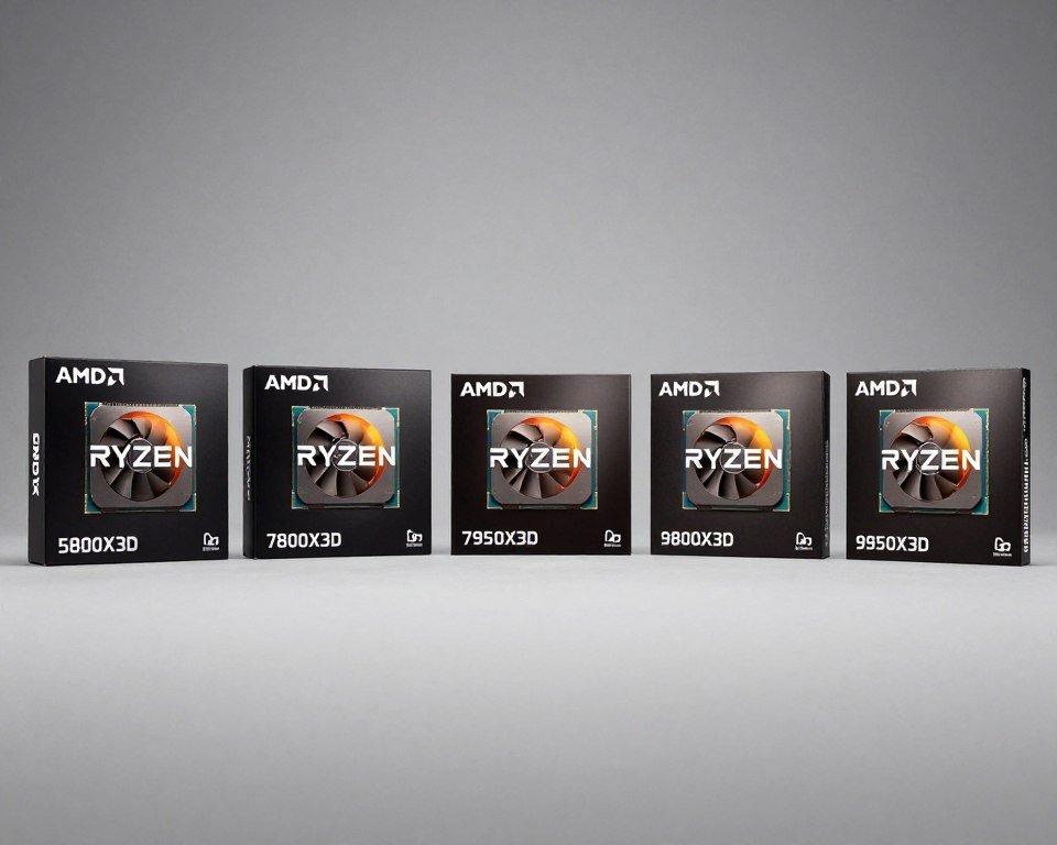 AMD Ryzen X3D processor lineup comparison showing all current models side by side