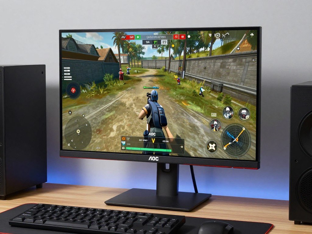 AOC Q27G3XMN budget gaming monitor displaying fast-paced shooter game