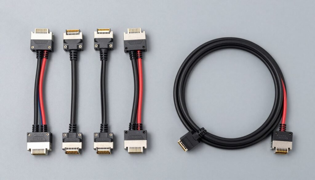 ATX power supply modular cable system showing PCIe connectors and 12V-2x6 cable options
