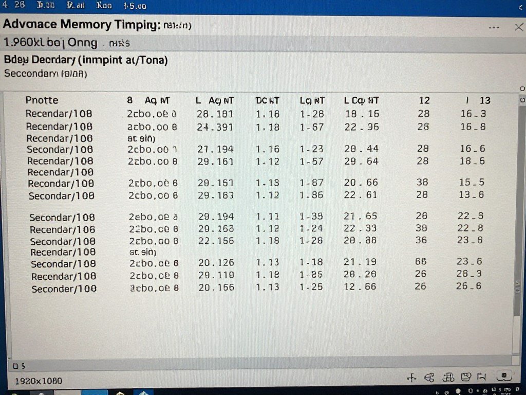 Advanced BIOS memory timings screen showing secondary timing values Advanced BIOS memory timings screen showing secondary timing values