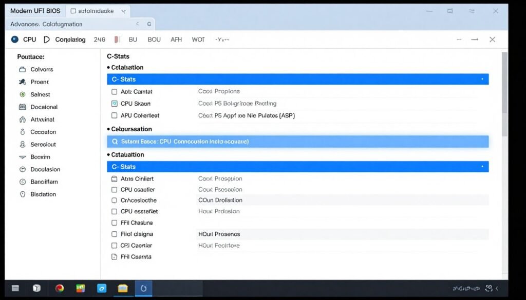 BIOS configuration screen showing power management and C-State settings for DPC latency fix optimization BIOS configuration screen showing power management and C-State settings for DPC latency fix optimization
