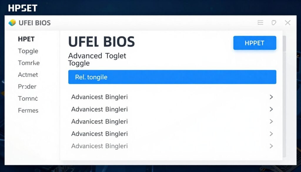 BIOS settings screen showing HPET optimization configuration