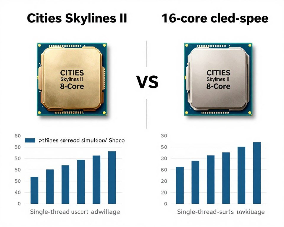 CPU architecture comparison showing clock speed versus core count for simulation performance