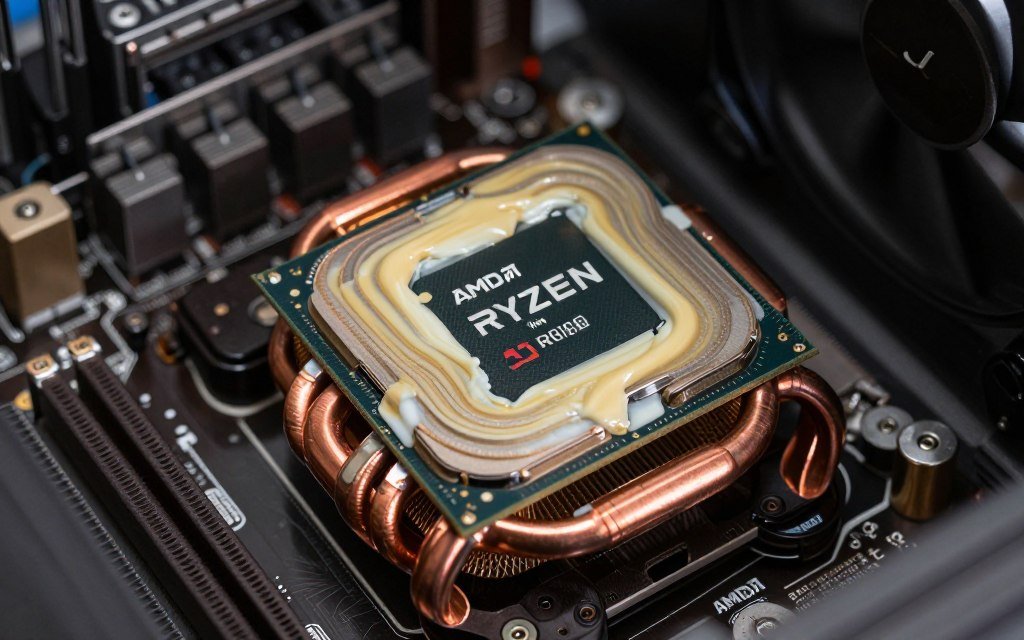 CPU cooler installed on AMD Ryzen processor