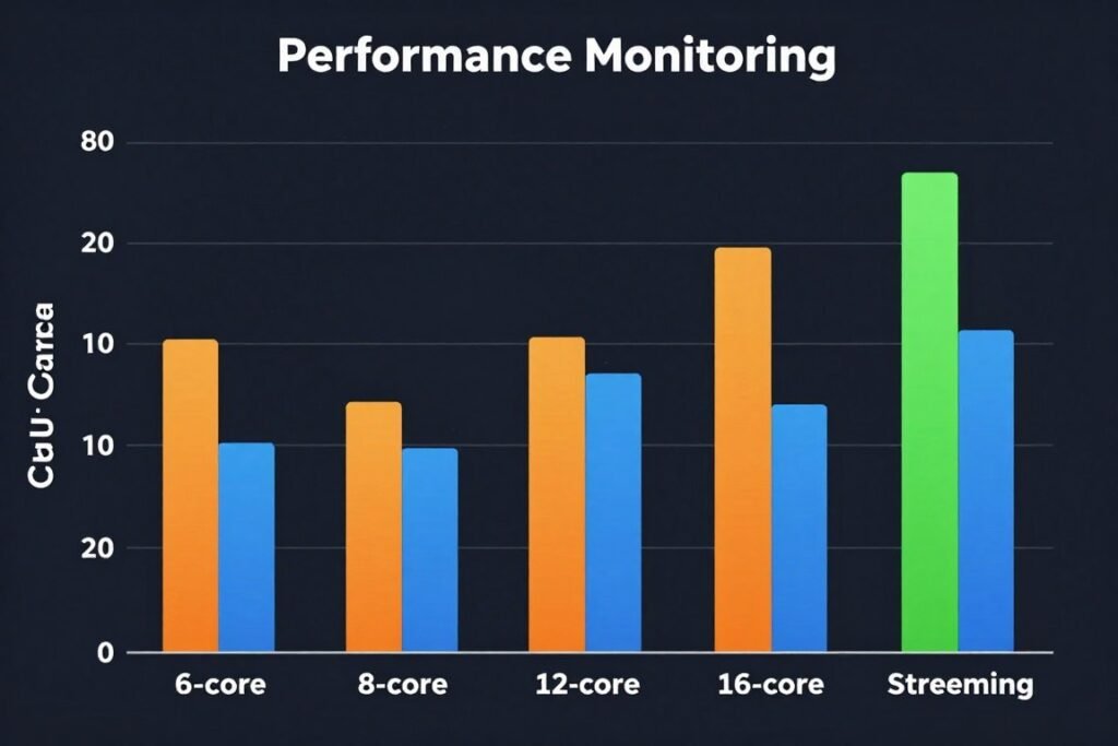 CPU core utilization graph during streaming workload