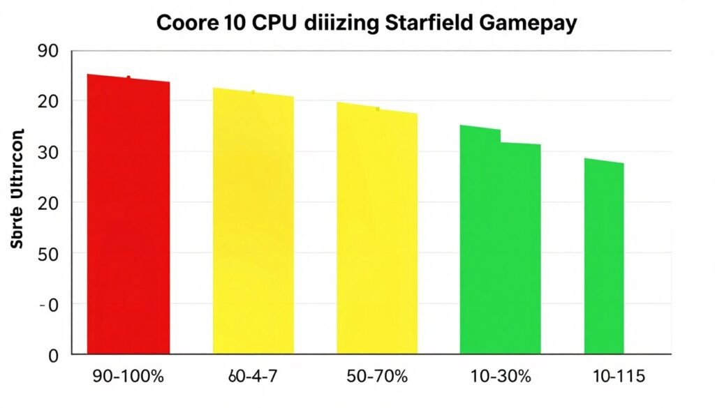 CPU core utilization in Starfield showing single-thread dependency