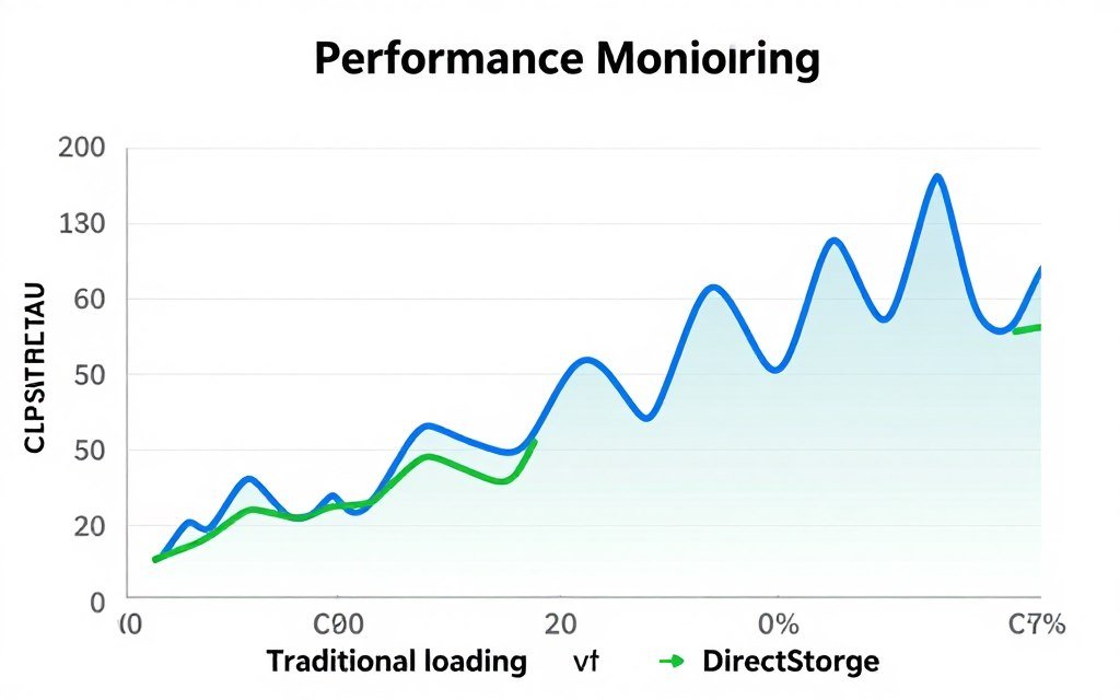 CPU usage graph comparing traditional loading versus DirectStorage gaming