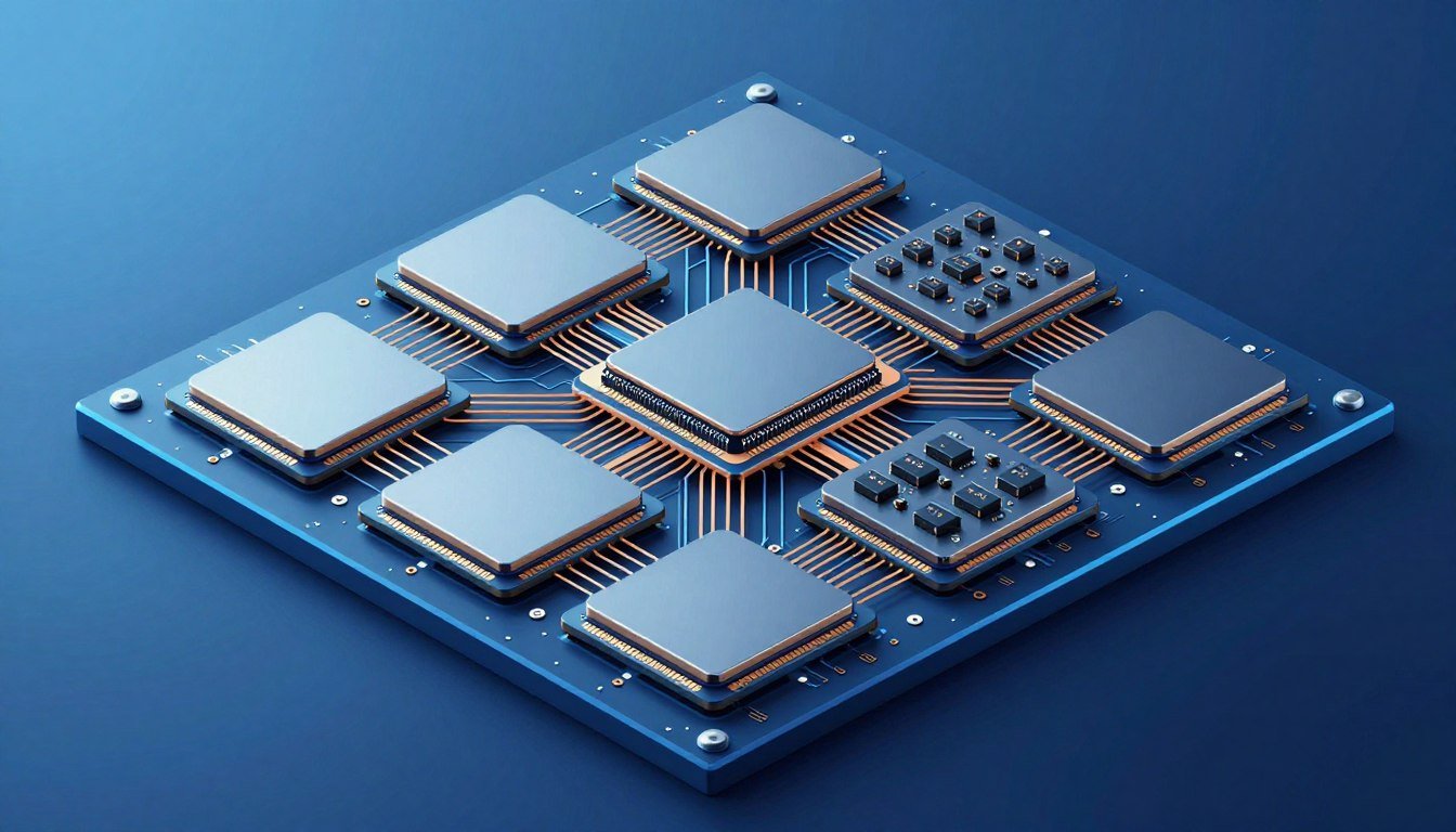 Chiplet GPU architecture diagram showing multiple dies connected on a single package