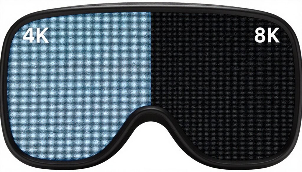Close-up comparison of 4K versus 8K VR display clarity Close-up comparison of 4K versus 8K VR display clarity