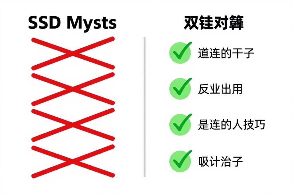 Common SSD myths vs reality comparison infographic