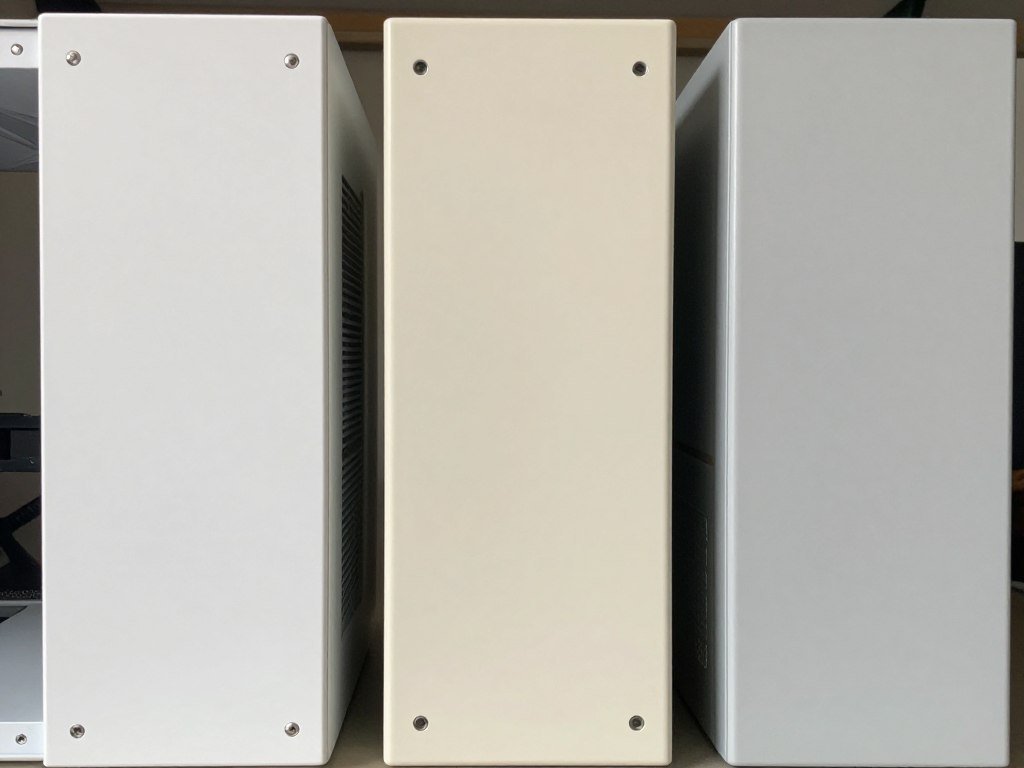 Comparison of different white shades in PC components showing mismatch