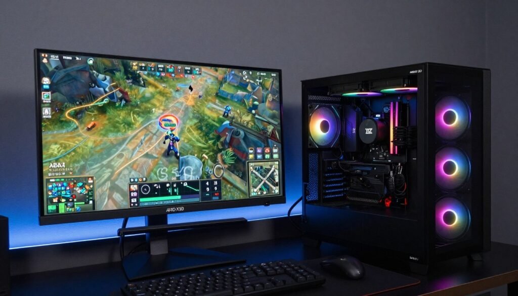 Complete AMD X3D gaming system running perfectly smooth gameplay