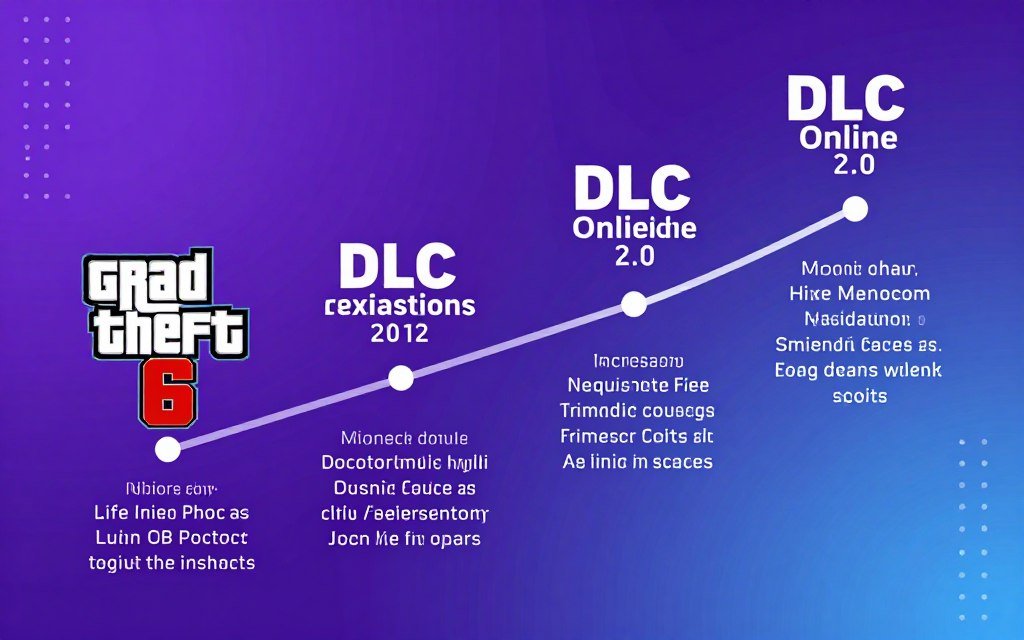 Concept illustration showing GTA 6 future DLC content and expanding system requirements over time